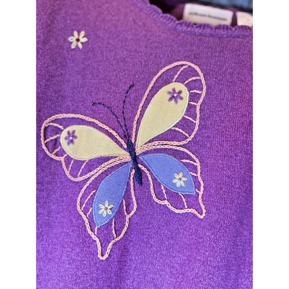 Vintage Alfred Dunner Purple Butterfly Embroidered Sweater Women's XL Y2K 90s - Picture 3 of 10